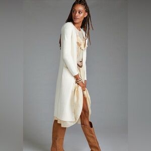 Pilcro Classic Longline Cardigan Sweater in Ivory Size M